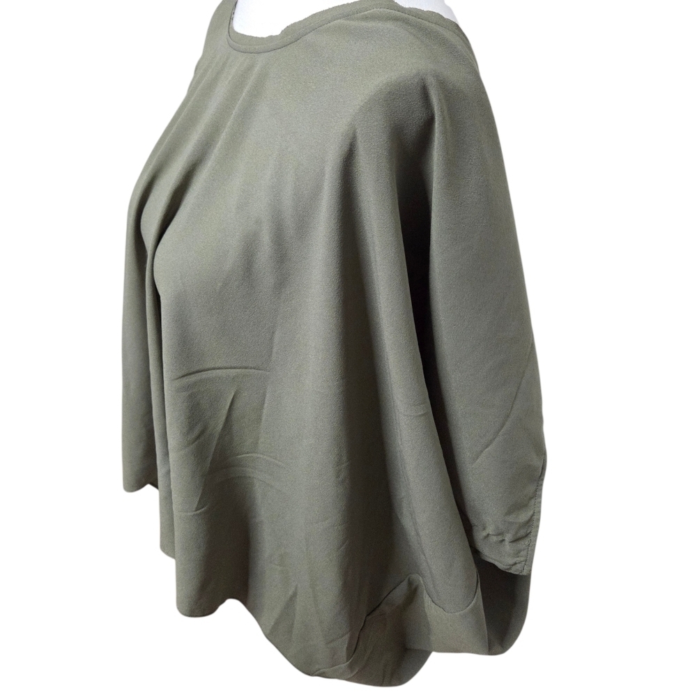 Helmut Lang Blouse Draped Wing Sheer Top Oversized Shirt Olive Green Size Large - Picture 3 of 6